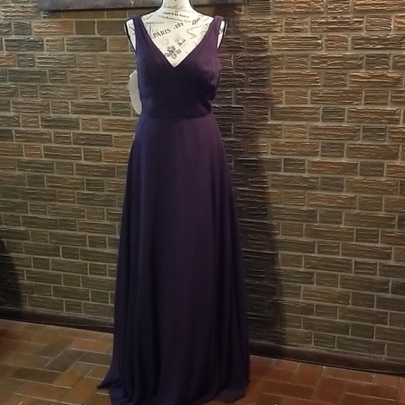 Sz 6 eggplant alfred angelo long dress - Picture 1 of 6